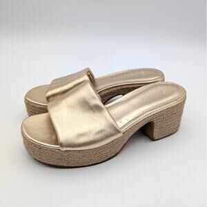 Vince Margo Platform Heel Sandals Open Toe Women's Champagne Metallic Sz US6.5M